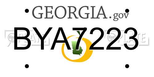 BYA7223 Georgia License Plate