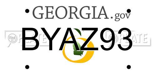 BYAZ93 Georgia License Plate
