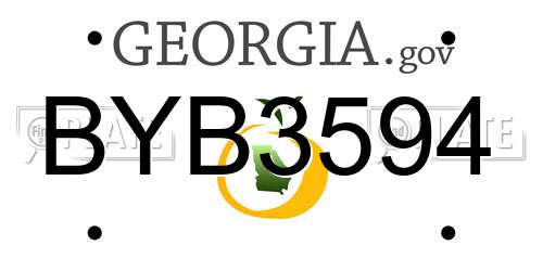 BYB3594 Georgia License Plate