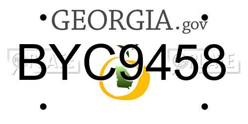 BYC9458 Georgia License Plate