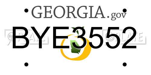 BYE3552 Georgia License Plate