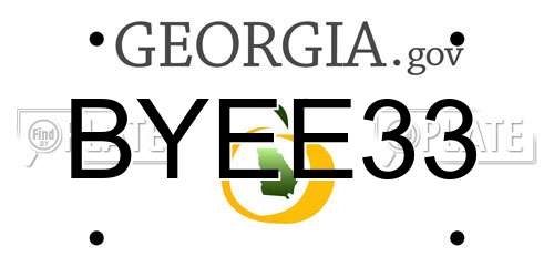BYEE33 Georgia License Plate
