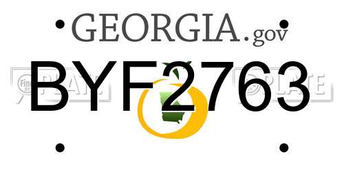BYF2763 Georgia License Plate