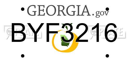BYF3216 Georgia License Plate