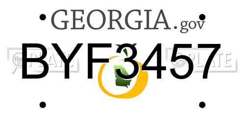 BYF3457 Georgia License Plate