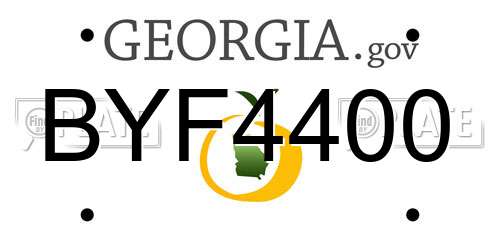 BYF4400 Georgia License Plate