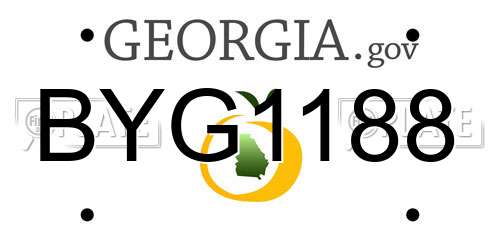 BYG1188 Georgia License Plate
