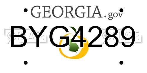 BYG4289 Georgia License Plate