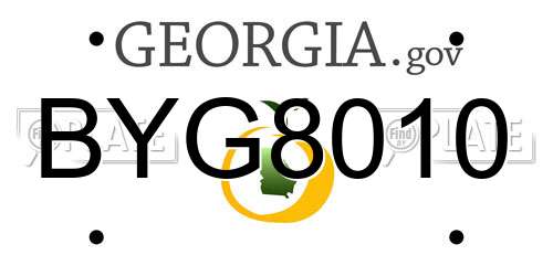 BYG8010 Georgia License Plate