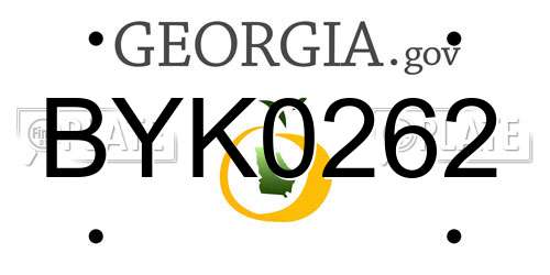 BYK0262 Georgia License Plate