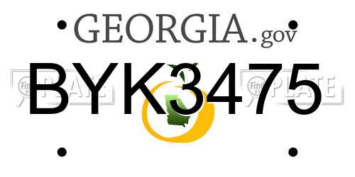 BYK3475 Georgia License Plate