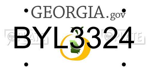 BYL3324 Georgia License Plate