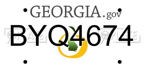 BYQ4674 Georgia License Plate