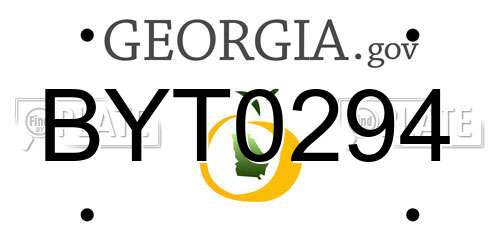 BYT0294 Georgia License Plate