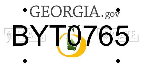 BYT0765 Georgia License Plate