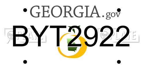 BYT2922 Georgia License Plate