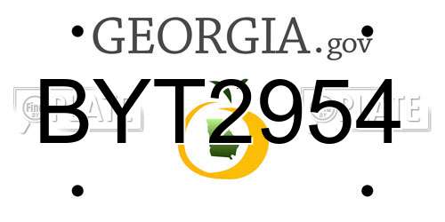 BYT2954 Georgia License Plate