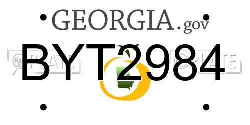 BYT2984 Georgia License Plate