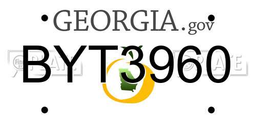 BYT3960 Georgia License Plate