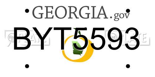 BYT5593 Georgia License Plate