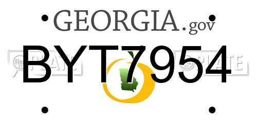 BYT7954 Georgia License Plate