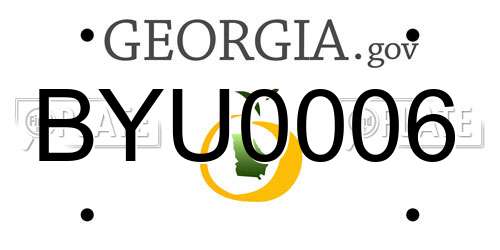 BYU0006 Georgia License Plate