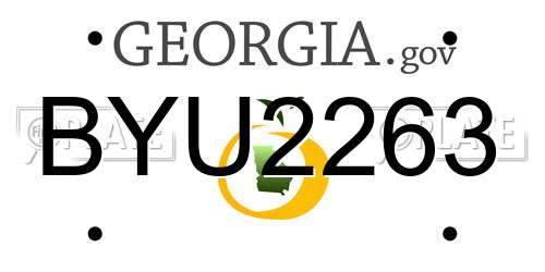 BYU2263 Georgia License Plate