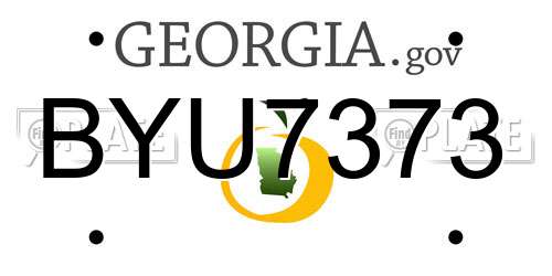 BYU7373 Georgia License Plate