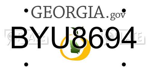BYU8694 Georgia License Plate