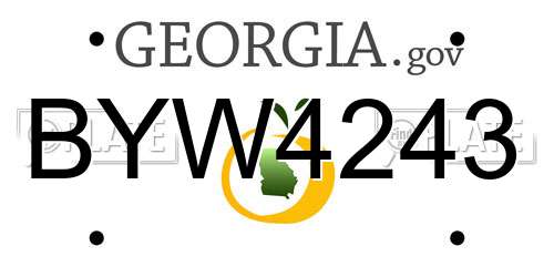 BYW4243 Georgia License Plate