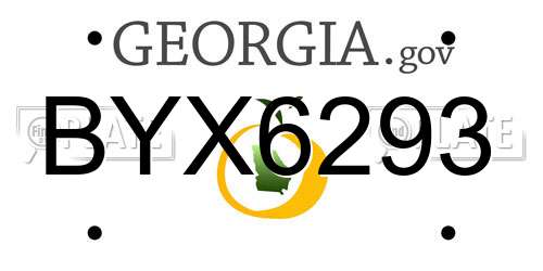 BYX6293 Georgia License Plate