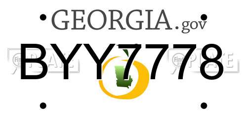 BYY7778 Georgia License Plate