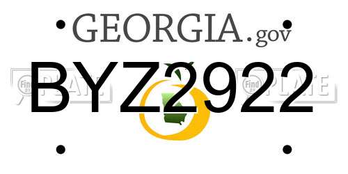BYZ2922 Georgia License Plate