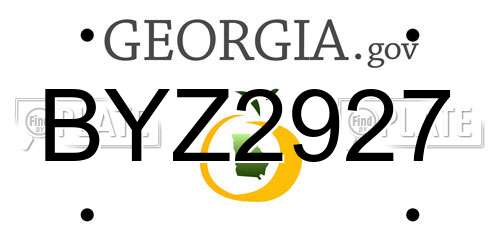BYZ2927 Georgia License Plate