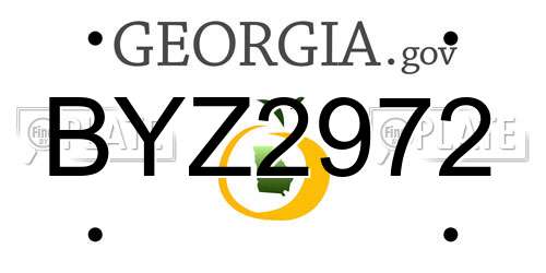 BYZ2972 Georgia License Plate