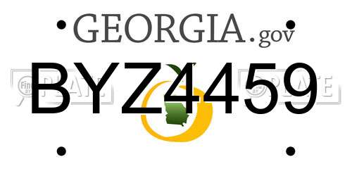 BYZ4459 Georgia License Plate