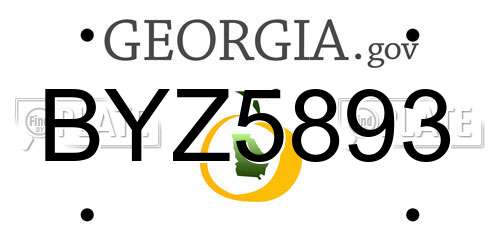 BYZ5893 Georgia License Plate
