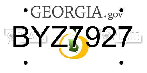 BYZ7927 Georgia License Plate