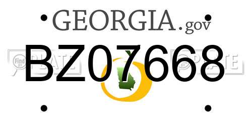 BZ07668 Georgia License Plate