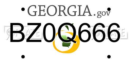 BZ0Q666 Georgia License Plate