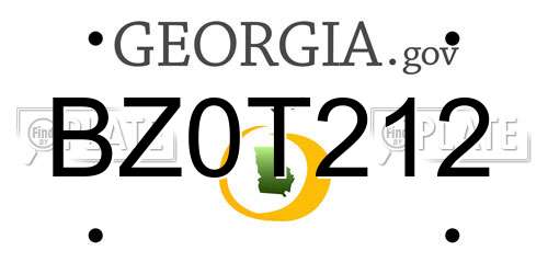 BZ0T212 Georgia License Plate