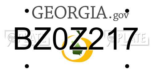 BZ0Z217 Georgia License Plate