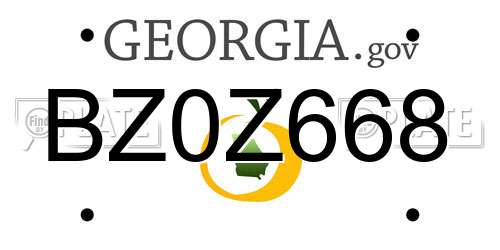 BZ0Z668 Georgia License Plate