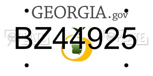 BZ44925 Georgia License Plate