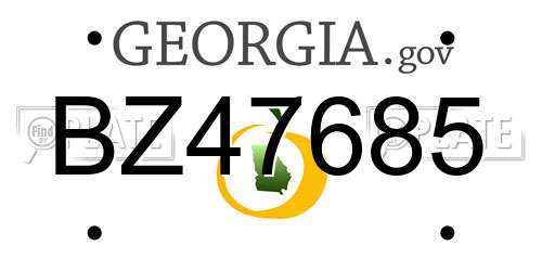 BZ47685 Georgia License Plate