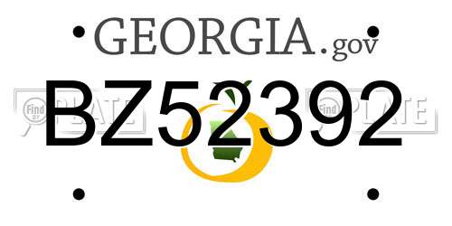 BZ52392 Georgia License Plate