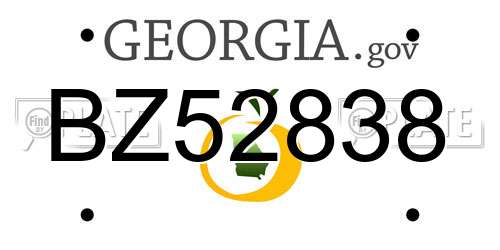 BZ52838 Georgia License Plate