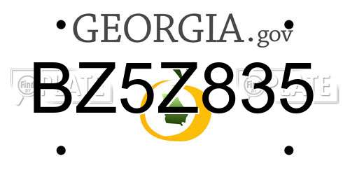 BZ5Z835 Georgia License Plate