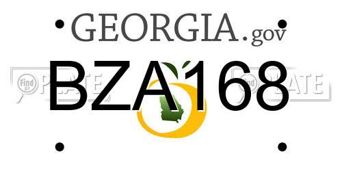 BZA168 Georgia License Plate
