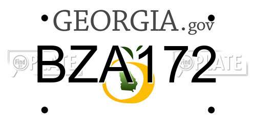 BZA172 Georgia License Plate